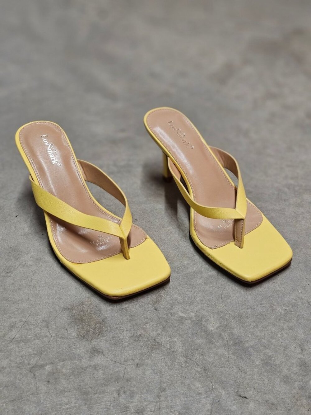Yellow Square-Toe High-Heel Sandals With Strap Design For Women - Picture 13 of 14
